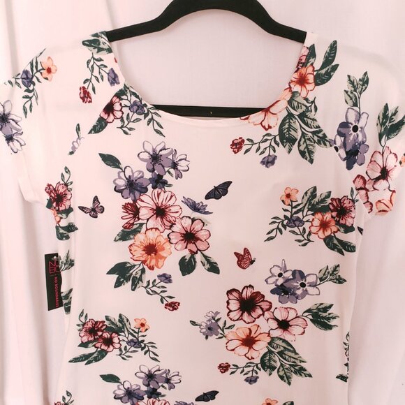 No Boundaries White Floral Stretchy Short Sleeve Youth Dress Size L (11-13) - Picture 12 of 14